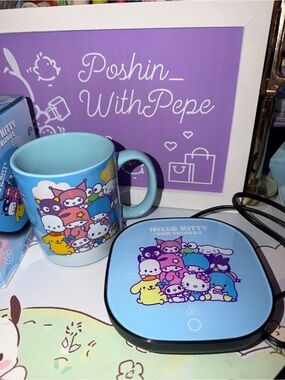 ☕️NIB Sanrio Blue Hello Kitty & Friends Character Mug and Warmer Set